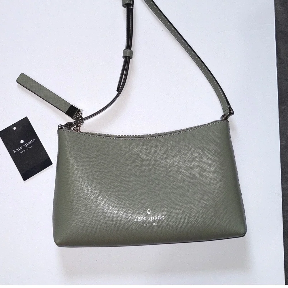 Kate Spade Small Crossbody Bag Dusky Pine  Leather‎ Zip Top Classic Minimalist